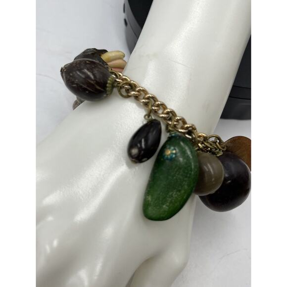 Rare HAWAIIAN Vintage Wooden Nuts Pods Seeds Nikar Handmade Charm Bracelet - Picture 7 of 16